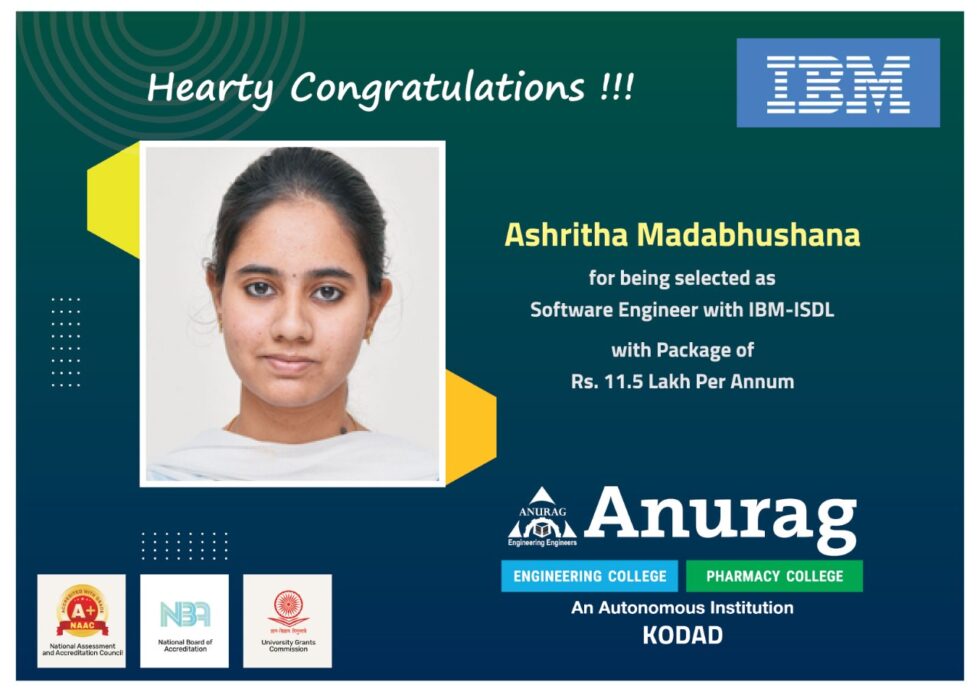 Congratulations to Ashritha for being selected in IBM-ISDL as Software ...